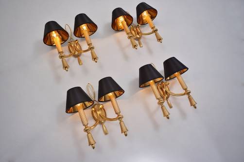Sciolari wall lights brass Neoclassical, set of 4, 1960`s ca, Italian